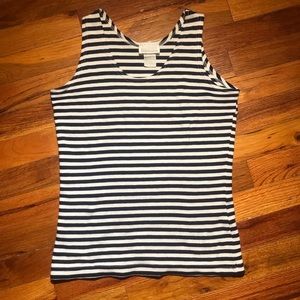 Navy Blue and White Stripe Cotton Tank